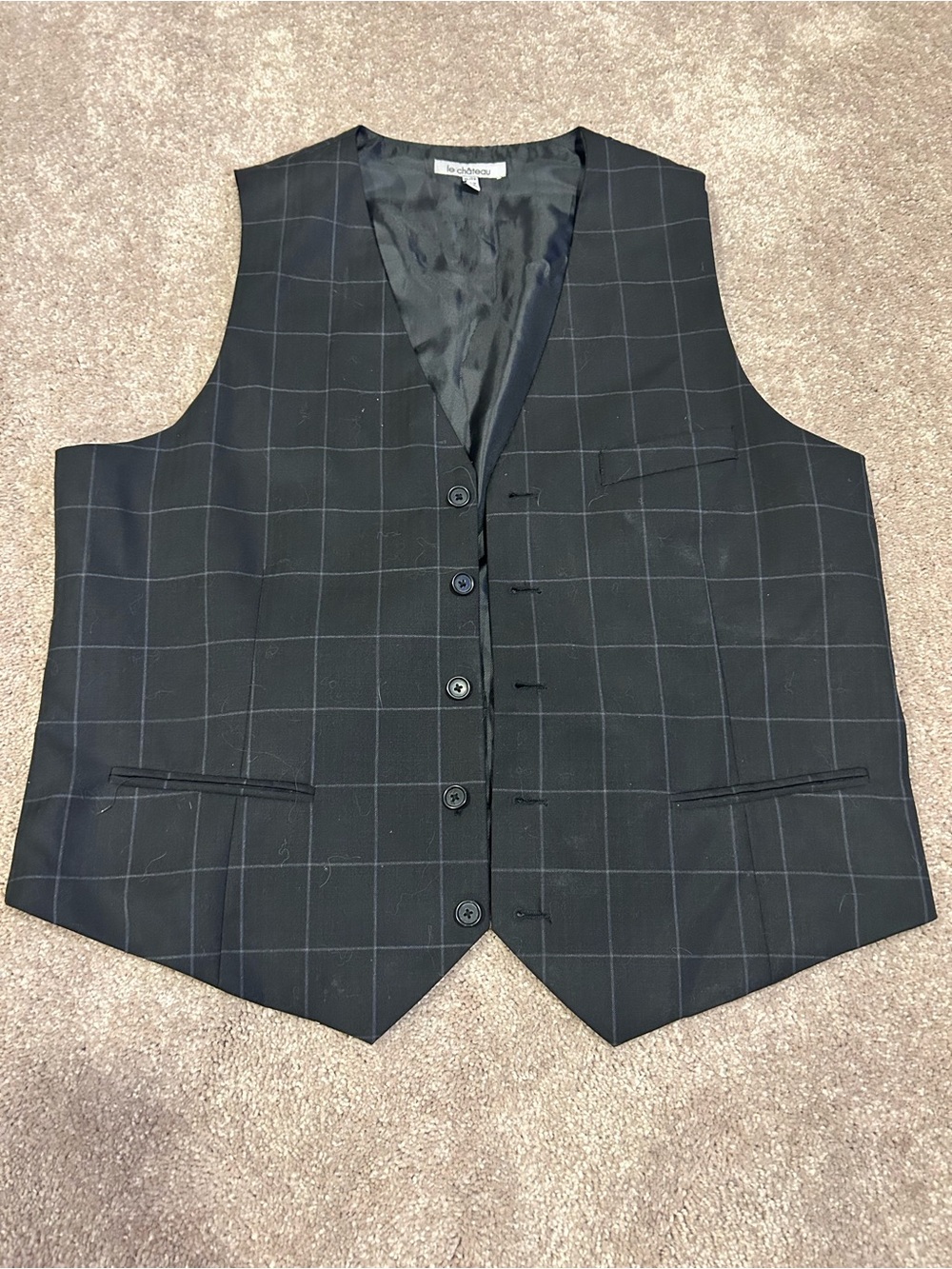le chateau Black Windowpane Vest